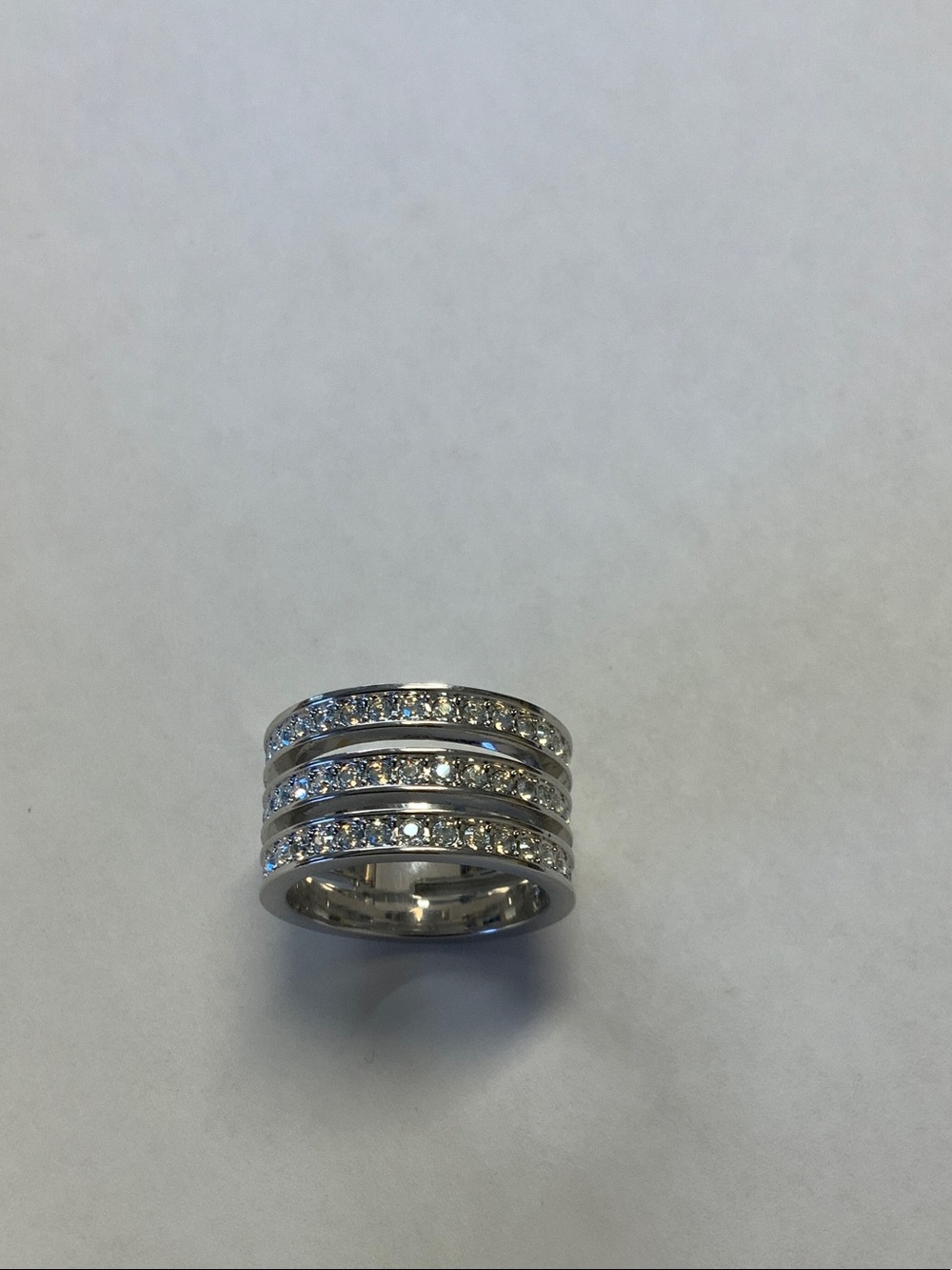 Swarovski Silver Three-Row Crystal Band - White